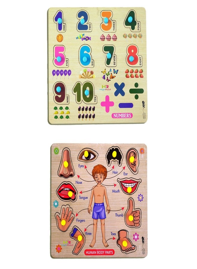 HIGHROOF® Kids Fort Pre Nursery Educational Jigsaw Puzzles for Adults Kids Learning Toys Kit Board Game 2 pcs Set of Numbers & Human Body Parts Educational Toy - Image 1